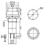 Πιεζοδιακόπτης Push ON SPST-NO, Φ12mm Μαύρος PBS-11B - Image 2
