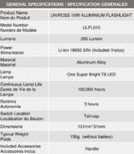 Φακός Χειρός LED Μπαταρίας 350lm Δέσμη 200m με Ρυθμιζόμενη Εστίαση & 5 Λειτουργίες Φωτισμού IPX4 Uniross ULFL010 - Image 3