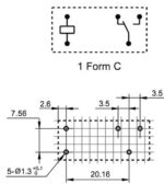Ρελέ Ηλεκτρομαγνητικό 12VDC 12A 1 Επαφής N.C+N.O 5 Pin για PCB Hongfa HF115FK/12-Z1T - Image 2