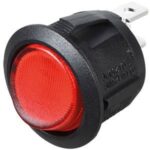 Διακόπτης Rocker OFF-ON 3P SPDT 10A/250VAC Φωτιζόμενος Κόκκινος Φ23mm Soken RK2-13C