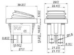 Διακόπτης Rocker ON-OFF-ON 6P DP3T 16A/250VAC Μαύρος για Άνοιγμα 30x22mm Soken - Image 2