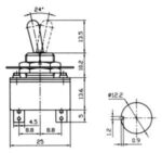 Διακόπτης Μοχλού Toggle OFF-ON 4P SPST 2A/250VAC Φ12mm OWI KN3-2 - Image 2