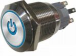 Πιεζοδιακόπτης OFF-ON 5 Pin SPST, 5A/220VAC Φ19mm Φωτιζόμενος Μπλε LED Dahe Σειρά HBS1
