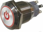 Πιεζοδιακόπτης OFF-ON 5 Pin SPST, 12VDC Φ19mm Φωτιζόμενος Κόκκινο LED Dahe Σειρά HBS1