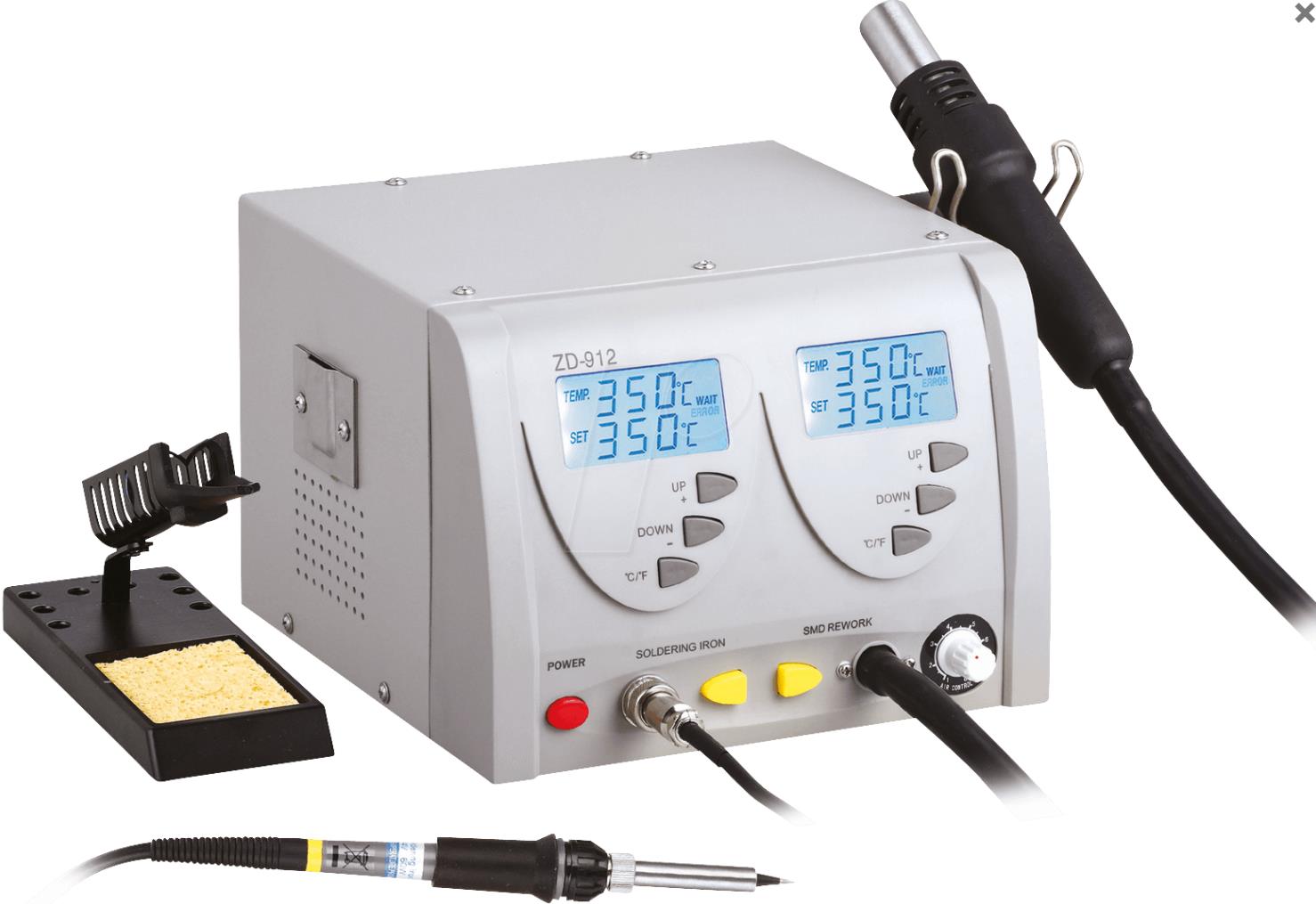600212-o1.jpg Zhongdi ZD-912 Σταθμός Κόλλησης Ψηφιακός ESD Safe με Κολλητήρι 60W 200÷480°C και Θερμό Αέρα 320W 120÷480°C 22L/min - Image 1
