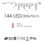 Χριστουγεννιάτικα Λαμπάκια Βροχή 144 LED 300x70cm Amber IP44 Επεκτάσιμο με Διαφανές Καλώδιο 3m 62302 - Image 2