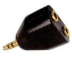 Adaptor 3.5mm Stereo Αρσενικό σε 2x3.5mm Stereo Θηλυκά Επίχρυσο Πλαστικό Μαύρο Ultimax AU5110G