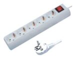 Πολύπριζο 5 Θέσεων με Διακόπτη, Καλώδιο 1.5m 3x1mm² Λευκό G05MK