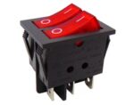 Διακόπτης Rocker OFF-ON 6 Pin SPDT x2, Φωτιζόμενος Κόκκινος 16A/250VAC, για Άνοιγμα 30x22mm Soken RK1-23AB