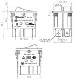 Διακόπτης Rocker OFF-ON 6 Pin SPDT x2, Φωτιζόμενος Κόκκινο LED 16A/250VAC, για Άνοιγμα 30x22mm Soken RK1-23AB1X1NB/B - Image 2