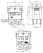Διακόπτης Rocker OFF-ON 4 Pin DPST, Φωτιζόμενος Κόκκινος 10A/250VAC, για Άνοιγμα 19x12.8mm Soken RK2-03 - Image 2