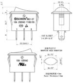Διακόπτης Rocker OFF-ON 3 Pin SPST, Φωτιζόμενος Κόκκινος 10A/250VAC, για Άνοιγμα 21.7x13.6mm Soken RK2-37 - Image 2