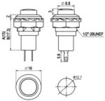 Πιεζοδιακόπτης Push OFF SPST-NC, 1.5A/250VAC Φ12.7mm Κόκκινος SCI R13-502B-2P - Image 2