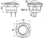Διακόπτης Rocker OFF-ON 2 Pin SPST, 10A/250VAC, Φ20.2mm SCI R13-135A2 - Image 2