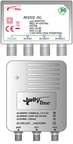 JollyLine KIT-93/5G Ενισχυτής Ιστού TV V/U/U με Τροφοδοτικό 2 Εξόδων 20dB 107dBuV με Φίλτρο 5G JL45493/5G - Image 2