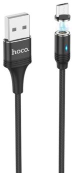 Hoco U76 Fresh Καλώδιο Ταχείας Φόρτισης & Data με Μαγνητικό Βύσμα Micro USB 3.0A 12W 2.4A 1.2m και Ένδειξη LED Μαύρο