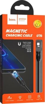 Hoco U76 Fresh Καλώδιο Ταχείας Φόρτισης & Data με Μαγνητικό Βύσμα Micro USB 3.0A 12W 2.4A 1.2m και Ένδειξη LED Μαύρο - Image 5