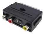Adaptor Scart Αρσενικό σε 3x RCA Θηλυκά + S-Video Θηλυκό με Διακόπτη Πλαστικό Μαύρο SC2014