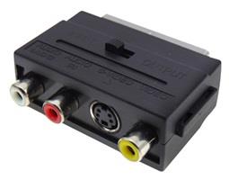 900044-o1.jpg Adaptor Scart Αρσενικό σε 3x RCA Θηλυκά + S-Video Θηλυκό με Διακόπτη Πλαστικό Μαύρο SC2014 - Image 1