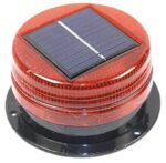 Ηλιακός Φάρος LED Κόκκινος Strobe Εφέ με Διακόπτη Φ95x65mm HTL-9565R-F