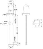 LED Πράσινο Φ3mm 3V 1000mcd 30° 3014KUGC - Image 2