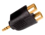 Adaptor 3.5mm Stereo Αρσενικό σε 2x RCA Θηλυκά Επίχρυσο Πλαστικό Μαύρο Ultimax AU5220G