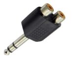 Adaptor 6.3mm Stereo Αρσενικό σε 2x RCA Θηλυκά Πλαστικό Μαύρο JT-3196