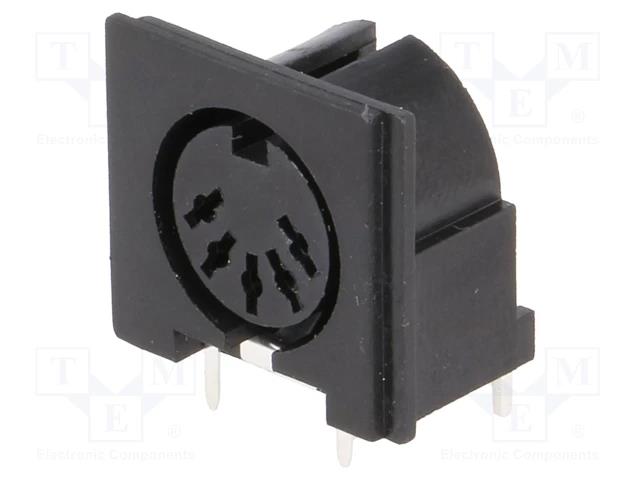 211884-o1.jpg Βύσμα DIN 5 Pin 180° Θηλυκό Γωνία 90° για PCB Πλαστικό Μαύρο DC-205 - Image 1