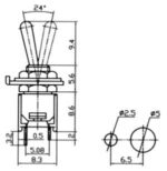 Διακόπτης Μοχλού Toggle OFF-ON 2 Pin SPST, 1.5A/250VAC, Φ5mm SMTS-101-2A1 - Image 2