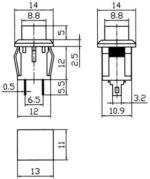 Πιεζοδιακόπτης Push ON SPST-NO, 1.5A/250VAC, 13x11mm Πράσινος PBS-15B - Image 2