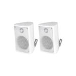 TELE SPS-300W Ζεύγος Ηχείων Πλαστικά 2 Δρόμων 3" 60W 8Ω με Βάση Τοίχου Λευκά