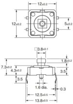 Microswitch TACT 4 Pin Push ON SPST-NO, 2.55N, 0.05A/24VDC, 12x12x7.3mm THT Omron B3F-4055 - Image 4