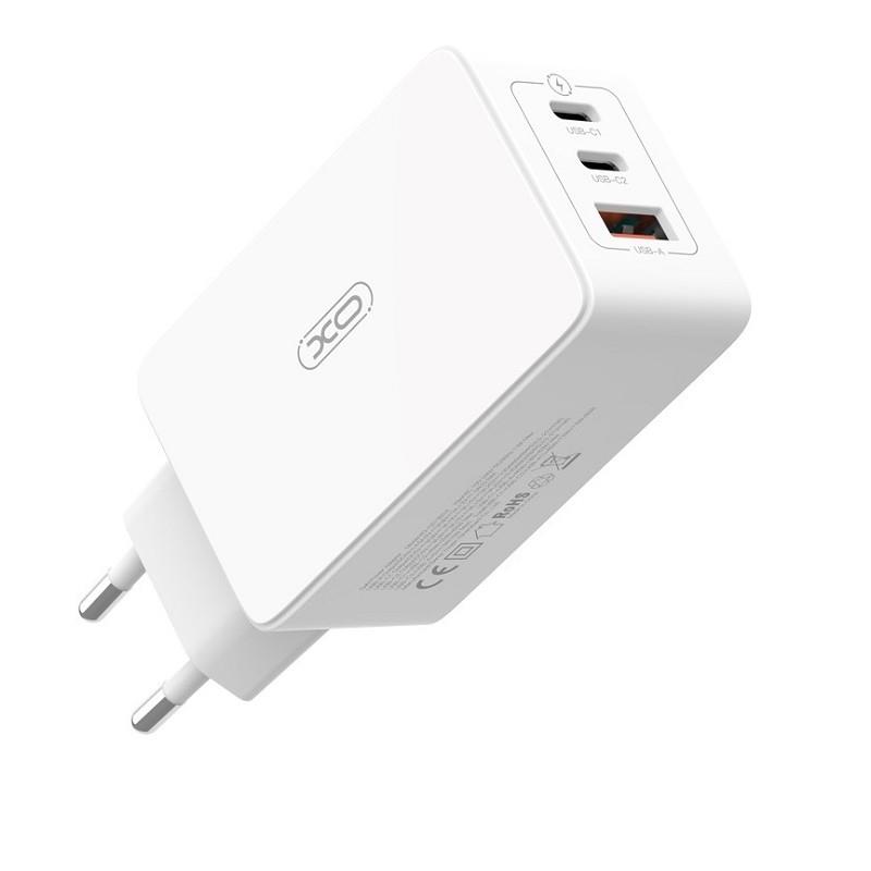 462860560-o1.jpg XO Ταχυφορτιστής Πρίζας με 2x USB-C Power Delivery 65W Max. & 1x USB-A Quick Charge 3.0 18W Τεχνολογίας GaN Λευκός CE13 - Image 1