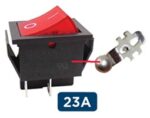 Διακόπτης Rocker OFF-ON 4P DPST 23A/250VAC Φωτιζόμενος Κόκκινος για Άνοιγμα 27.6x21.5mm Soken RK1-01