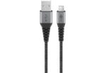Goobay Καλώδιο Ταχείας Φόρτισης USB-A σε Micro USB 60W 2m Υφασμάτινο με Μεταλλικά Βύσματα Γκρι 49283