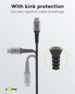 Goobay Καλώδιο Ταχείας Φόρτισης USB-C σε USB-C 60W 1m Υφασμάτινο με Μεταλλικά Βύσματα Γκρι 49302 - Image 3