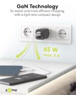 Goobay Ταχυφορτιστής Τριπλός Πρίζας με 2x USB-C Power Delivery 65W Max. & USB-A Quick Charge 3.0 30W Τεχνολογίας GaN Μαύρος 64753 - Image 4