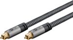 Καλώδιο Οπτικής Ίνας Toslink 1m Φ6.5mm με Υφασμάτινη Επένδυση & Βύσματα Αλουμινίου Γκρι Goobay Plus Goobay 65304
