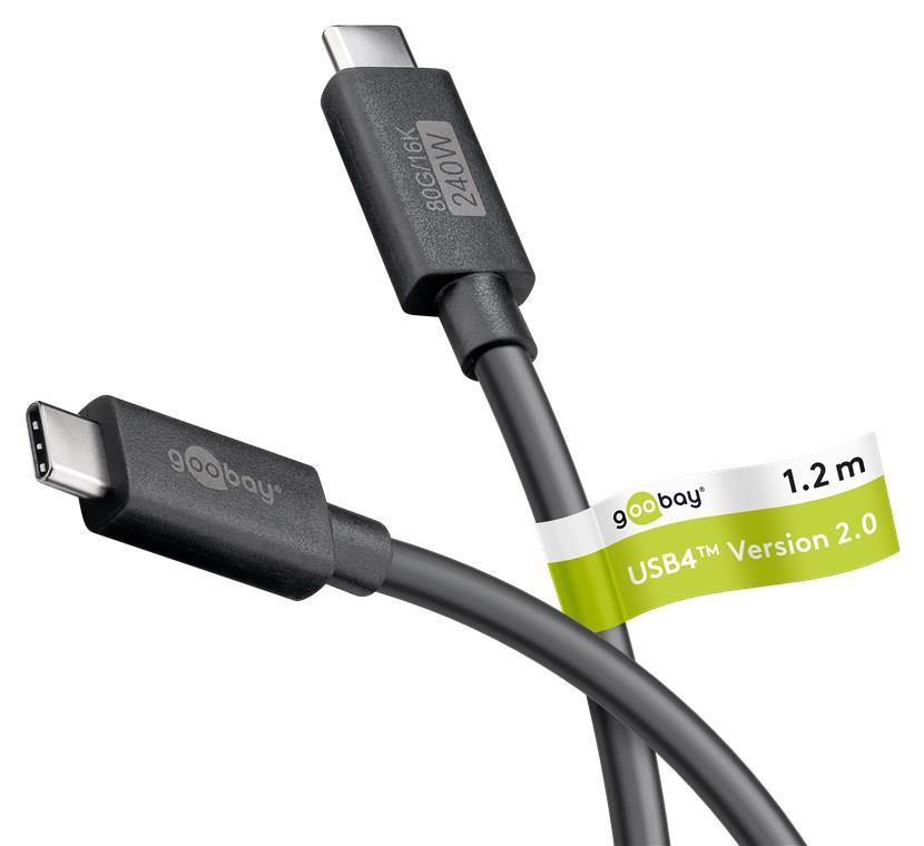 756891080-o1.jpg Goobay Καλώδιο USB4 v2.0 με Βύσματα USB-C 240W 80Gbit/s Power Delivery 1.2m Μαύρο 74376 - Image 1