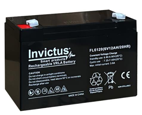 SE9142500-o1.jpg Invictus Μπαταρία Μολύβδου 6V 12Ah 151x50x94mm Ακροδέκτες F2 6.35mm FL6-12 - Image 1